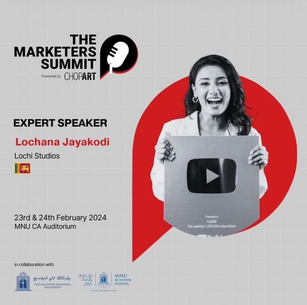 Sri Lankan Influencer Lochana Jayakodi is set to take center stage at the Marketers Summit in Maldives!
